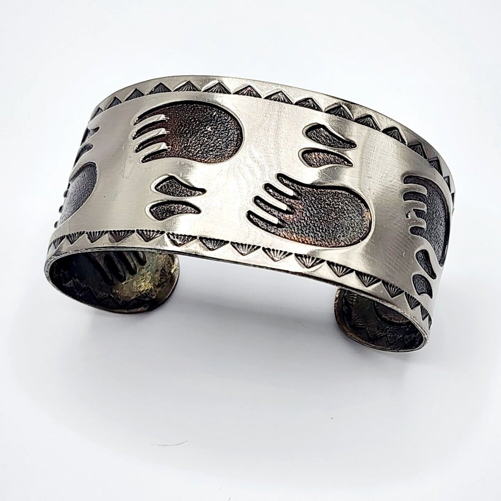 Vintage Bell Trading Post Bear and Dear Tracks Cuff Bracelet